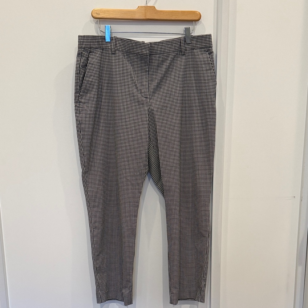 Theory Black and White Checkered Trouser Pants